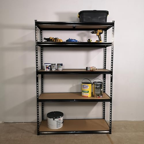 Samuel ALEXANDER 1.22m x 1.83m 5 Tier Heavy Duty Metal Shelving Storage Racking Unit in Black
