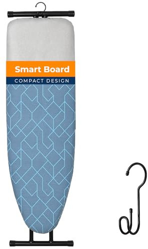 Ironing Board, Compact and Space Saver Foldable Iron Board, Safety Ironing with Park Zone and 3 Layers Extra Thick Cover, Adjustable Height, Easy Storage with Smart Hanger and Lightweight Design