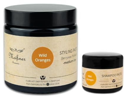 Meißner Tremonia - 100g Haarwachs Wild Oranges - Haarwachs Männer für starken Halt - veganes Haarwachs Matt mit Beerenwachs, Carnaubawachs und Neuburger Kieselerde - Haargel Herren für Hairstyling