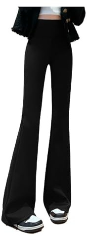 KBRPEY Pantaloni Donna Estivi Palazzo Vita Alta Svasati Eleganti Leggeri Pantalone Lungo Comodi Larghi a Zampa Elefante per Ufficio Spiaggia Viaggio