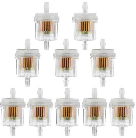 AloneGoer Inline Fuel Filter 1/4 Replace for Motorcycle Mini Bike Dirt Bike Moped ATV Scooter Go Kart Small Engine Lawn Mower Snow Blower Parts Universal 40 Micron Gas Fuel Filter 10 Pack
