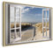 murando Bilder mit Rahmen 120x80 cm Wandbilder groß Leinwandbild XXL natürlicher Holzrahmen modern Wanddekoration Kunstdruck Wanddeko Wohnzimmer Schlafzimmer Fenster Meer Strand Landschaft Natur