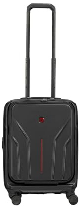 WENGER Amplix Carry-On Hartschalenkoffer, Handgepäck, Trolley, 36 (45) l, Laptop- und Tabletfach, Sicherheitsschloss, Reisen Urlaub, Schwarz, 653323