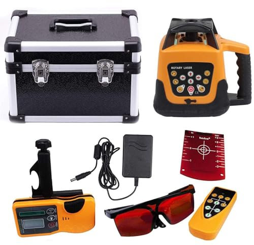 Autolivellante Livella Rotante a Laser 5 Gradi Portata 500 m, Orizzontale e Verticale，Misuratore a Infrarossi Velocità di Rotazione 0/60/120/300/600 giri/min,LivelloLaserRosso