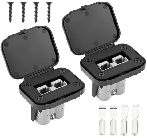 Bowarepro Lot de 2 panneaux de montage de prise, base de panneau de prise 50 A avec couvercle anti-poussière pour connecteurs Anderson SB50 Series encastré