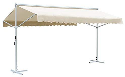 Buzaza Freistehende Markise 600x300 cm Sonnenschutz FüR Terrassen Markisen FüR Terrasse Standmarkise Creme