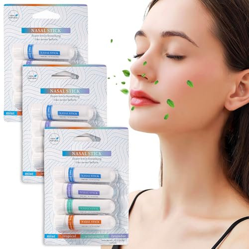 12Pcs Inhalierstift Naseninhalator Stift Inhalierstift für Die Nase Nasal Inhaler Nasenstift für Bei Der Arbeit Am Arbeitsplatz Beim Lernen in Der Schule Oder Auf Reisen Verwenden（4 Aromen）