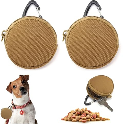 2 Pièces Sac Friandise pour Chien, Mini Pochette Friandise Chien avec Mousqueton, Sac d'entraînement Portable Friandises, Petite Taille Sac Friandise Chien, Récompenses Rapides et L'éducation Chiots