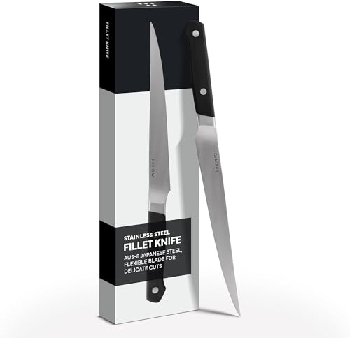 Misen 7.5 Stainless Steel Fillet Knife – Flexible Blade for Precision Fish Filleting & Meat Trimming - High-Carbon Steel for Long-Lasting Sharpness – Ergonomic Handle for Control – Black