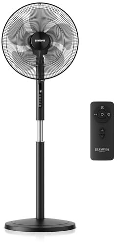 Brandson - DC Standventilator energiesparend ECO - Preisträger 2025 - sehr leise - mit Fernbedienung - Brushless Silent Motor - Oszilation 80° - Ventilator Timer – 12 Stufen