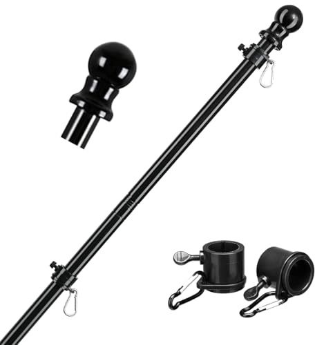 Asta telescopica per bandiere, 1,8 m, asta telescopica con collegamenti, in acciaio inox, girevole a 360°, adatta per campeggio, picnic, feste, viaggi, guida di viaggio
