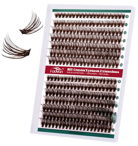 Dunkelbraune Einzeln Cluster Wimpern 14 Reihen - 0.07 Dicke D Curl 9-16mm Gemischt, 30+40 Fasern pro Büschel, DIY Wimpernverlängerung zu Hause, Elegante Natürliche Künstliche Wimpern für Anfänger