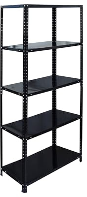 Relaxdays Estantería de Acero Carga Pesada 150x75x30 cm, 200 kg, 5 baldas, Negro