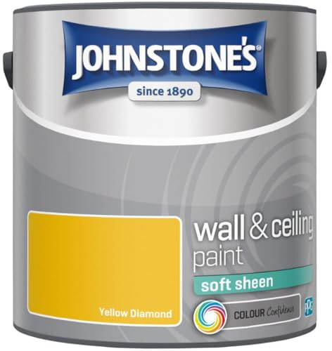 Yellow Diamond Johnstone’s Wall & Ceiling Soft Sheen Paint 2.5L – Subtle Sheen Finish, Durable & Washable, Quick Dry, Low Odour Interior Paint for Walls & Ceilings