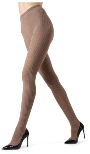 MeMoi Boston Ribbed Cotton Sweater Tights, Warm Opaque Winter Tights