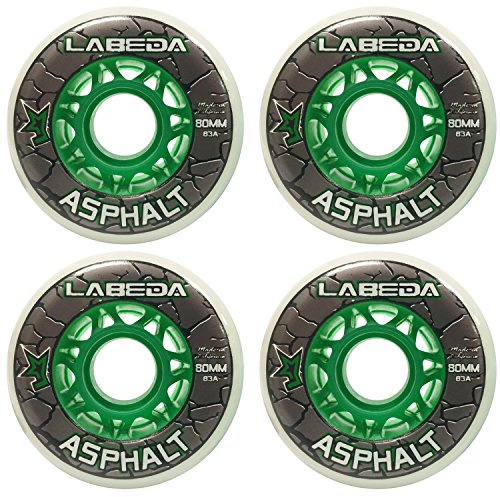 Labeda WHEELS Inline Roller Hockey GRIPPER ASPHALT OUTDOOR WHITE 76mm 83A x4