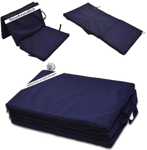 Best For Kids Colchón Plegable para el viaje cama 120 x 60 cm, incluye bolsa de transporte en 5 colores azul marino