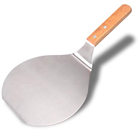 Pala per pizza da 33 cm, con manico in legno e manico in acciaio inox, per torte, pizza, torte, ecc. Lavabile in lavastoviglie.