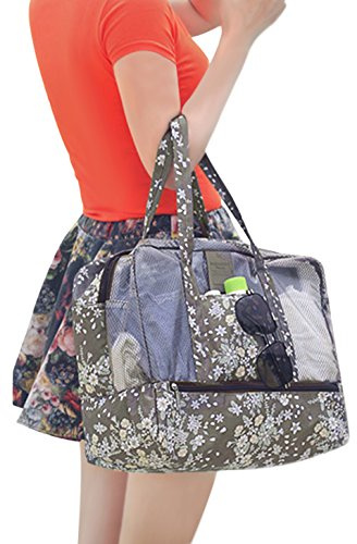 RUIXIA Sac de Natation Sec Humide Séparé Sac Piscine Imperméable pour Femme Fille Sac de Sport pour Ranger Les Vêtements Mouillés Sac avec Compartiment Chaussures pour Plage Gym Café