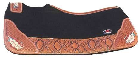 CHALLENGER Horse 32 x 30 Western Contoured Wool Felt Therapeutic Saddle Pad Black 39216BK