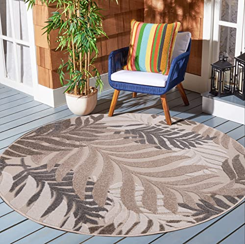 SANAT Outdoor Teppich Wetterfest - Outdoorteppiche für den Innen und Außenbereich, Balkon Teppich Wasserabweisend, Strapazierfähige Teppiche für Terrasse Garten und Wohnzimmer, Creme 200 cm Rund
