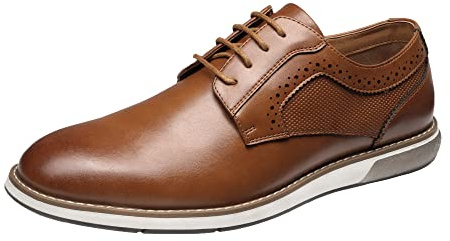 Bruno Marc Men's Casual Dress Sneaker Shoes, Business Formal Derby Plain Toe Oxfords Crossflex GentEdge,Size 12,Brown,SBOX223M