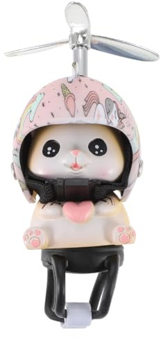 Cat Bike Bell Accessories, Resin Handlebars with Propeller Helmet, Mount Cat Figurine for Girls Boy, Bicycle Motorcycle Car Decoration Dashboard Ornament