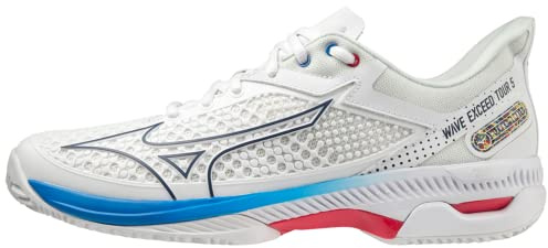 Mizuno Wave Exceed Tour 5 CC, Scarpe da Tennis Uomo, EU, Undyed White Spellbound Paceblue, 45 EU