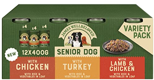 James Wellbeloved Senior in Loaf 12 Cans, Hypoallergenic Wet Dog Food, Pack of 1 (12 x 400 g)