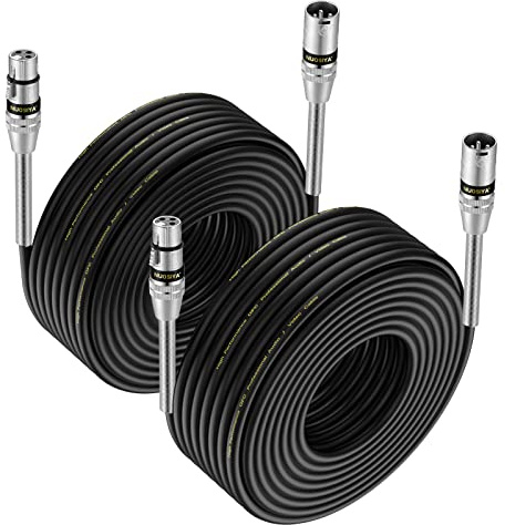 NUOSIYA 2Pack 20 metros Cable XLR Balanceado Microfono XLR Macho a Hembra de 3 pines para Micrófono, Mezclador, Altavoz, Amplificador