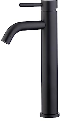 Ibergrif Tall Basin Mixer Tap, Bathroom Sink Mixer Tap, High Rise Single Lever Chrome Black M11203B