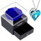 Rosa eterna estabilizada azul con collar corazón cristal aguamarina, rosa conservada con colgante zafiro azul plata 925 mujer, San Valentín, día de la madre, aniversario boda para ella