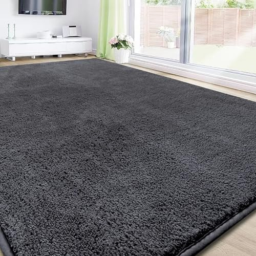 RTBQJ-AT Teppich Wohnzimmer 200x300 cm Microfiber Weicher Flauschiger Kurzflor, Rugs for Living Room Moderner Waschbar Rutschfest, Hochflor Grau