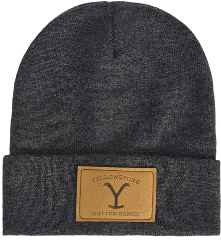 CONCEPT ONE Yellowstone Dutton Ranch mössa hatt, vinter stickad mössa med manschett, grå, en storlek