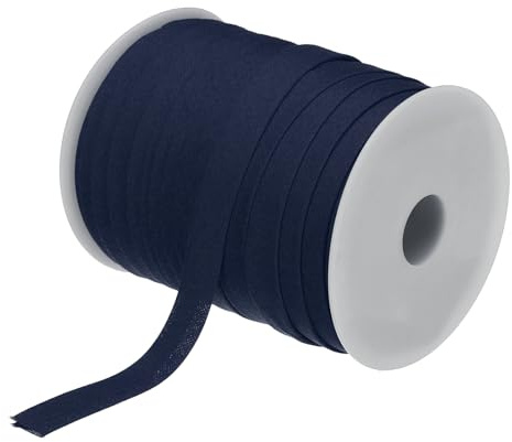 MECCANIXITY 1/2 Inch Double Fold Bias Tape Polyester Continuous Bulk Bias Tape for Sewing,Seaming Quilting Hemming Binding Crafts (Navy Blue 55 Yards)