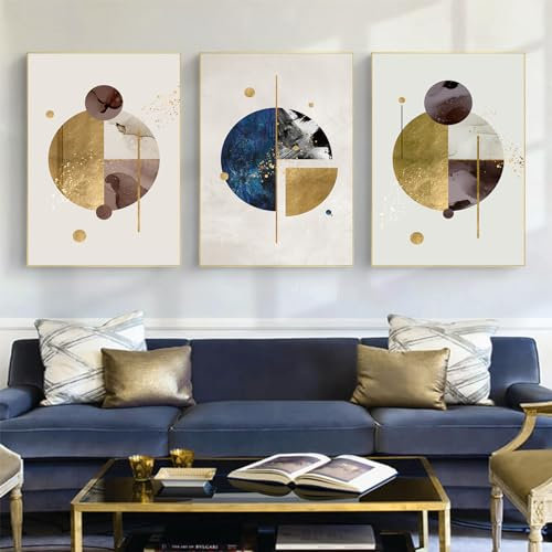 IUNTWEIE Quadro astratto su tela, geometrico, astratto, moderno, decorazione da parete, per soggiorno, camera da letto, immagini senza cornice (B,40 x 60 cm x 3)