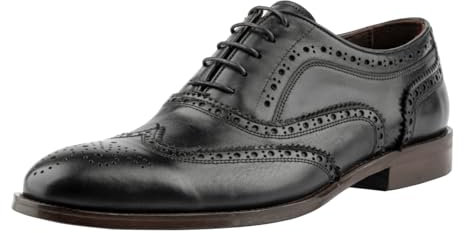 beyoğlu Scarpe Pelle Pieno Fiore con Suola in Cuoio Scarpe da Uomo, Scarpe da Completo da Uomo, Scarpe da Lavoro da Uomo, Scarpe da Completo Oxford Eleganti e Classiche da Uomo, Nero, 43