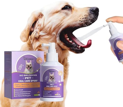 Spray Bucal para Perros,Previene Mal Aliento, Placa y Sarro Dientes, Aliento Fresco para Perros y Gatos, Cuidado oral para mascotas, No necesita Cepillo de Dientes