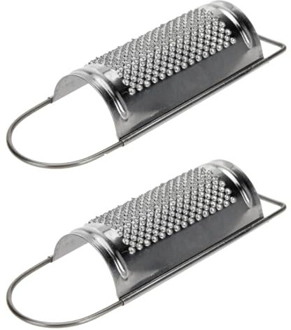 Muskatreibe 13 cm aus rostfreiem Edelstahl | Gewürz-Reibe silber, für feines Reiben von Muskat, Hartkäse, Zimt, Gewürzen | Langlebige Küchen-Reibe, platzsparend zum Aufhängen (2er Set Reibe)