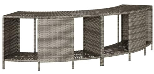 vidaXL Scaffali Portaoggetti Vasca Idromassaggio 2pz Polyrattan Grigio, scaffale da Esterno, scaffale da Giardino, espositore, scaffale espositivo