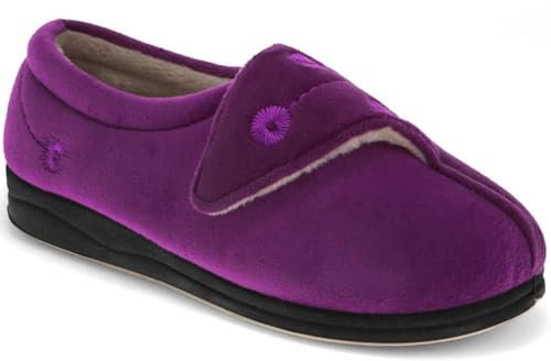 Pavers Wide Fit Warm Antibacterial Slippers - Purple Size 5