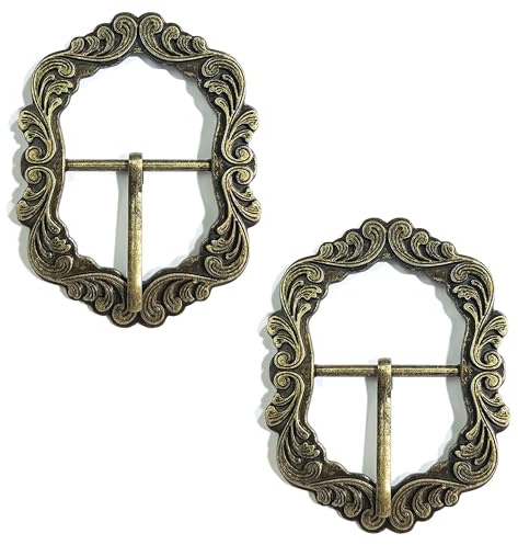 ZAHD 2 st bältesspännen utsmyckade metallspännen antika spänne stora vintage rektangulära spännen hosen leder spännen antika spänne för metallläder hängslen och byxor
