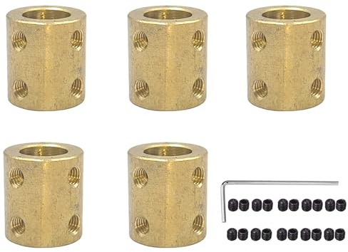 5 pezzi 12mm a 12mm di accoppiamento rigido dell'albero motore in ottone, adattatore per ingranaggi, manicotto di attacco per barche RC, auto, aerei, stampanti 3D