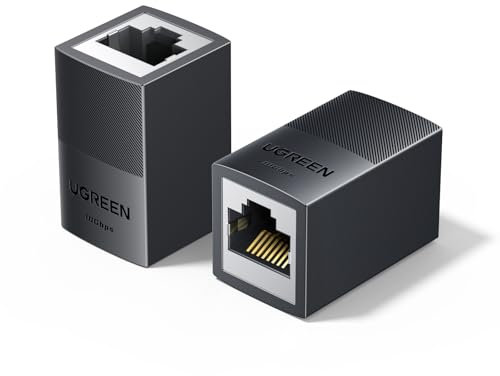 UGREEN 10Gbps RJ45 Kupplung POE LAN Kabel Verlängerung LAN Verbinder Netzwerkkabel Verbinder Unterstützen POE mit Abschirmfunktion kompatibel Cat7/ Cat6/ Cat5e/ Cat5（Schwarz-2 Stück）
