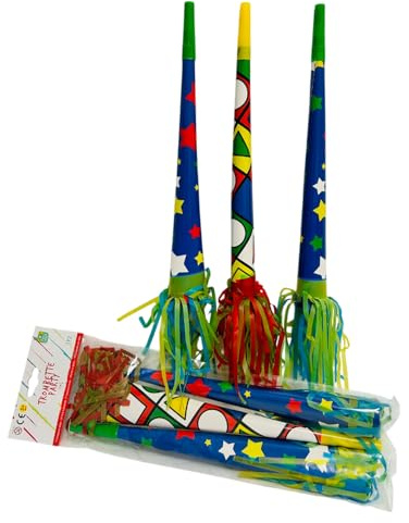 Set 3 Trombe Maxi cm33 Trombette Fischietto Lusso Fischietto per Feste Trombette in Carta Fischietto Plastica Bambini Ragazzi Adulti Festa Party Carnevale Regalini Trombette Compleanno Noise Makers