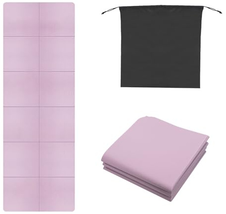 QCBF Foldable Yoga Mat for Travel, 6mm Thick, with Storage Bag, non Slip Tpe Sports Pilates Mat, 72 x 24 x 0.2Inches