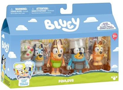 Rocco Giocattoli Bluey Action Figure Let'S Play Chef - 4 Personaggi Let's Play Chef