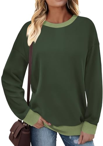 Cuptacc Tröjor kvinnor Storbritannien jumper rund hals ribbad trim långärmad skjorta