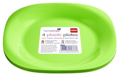HOMESHOPA Green Plastic Plates Set, 4-Pack 19cm Reusable Tableware, Party Serving Plates, Unbreakable, Microwave, Dishwasher & Freezer Safe