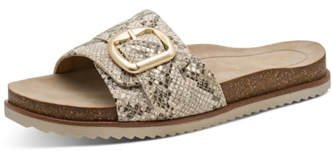 Jana Piattaforma Mule Flat MultiAdj+Vegan da Donna, Beige Snake, 39 EU